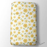 White Yellow Floral Digital Printed Fabric Material